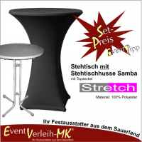 Stehtisch & Stretch-Stehtischhusse - schwarz - INKL. REINIGUNG
